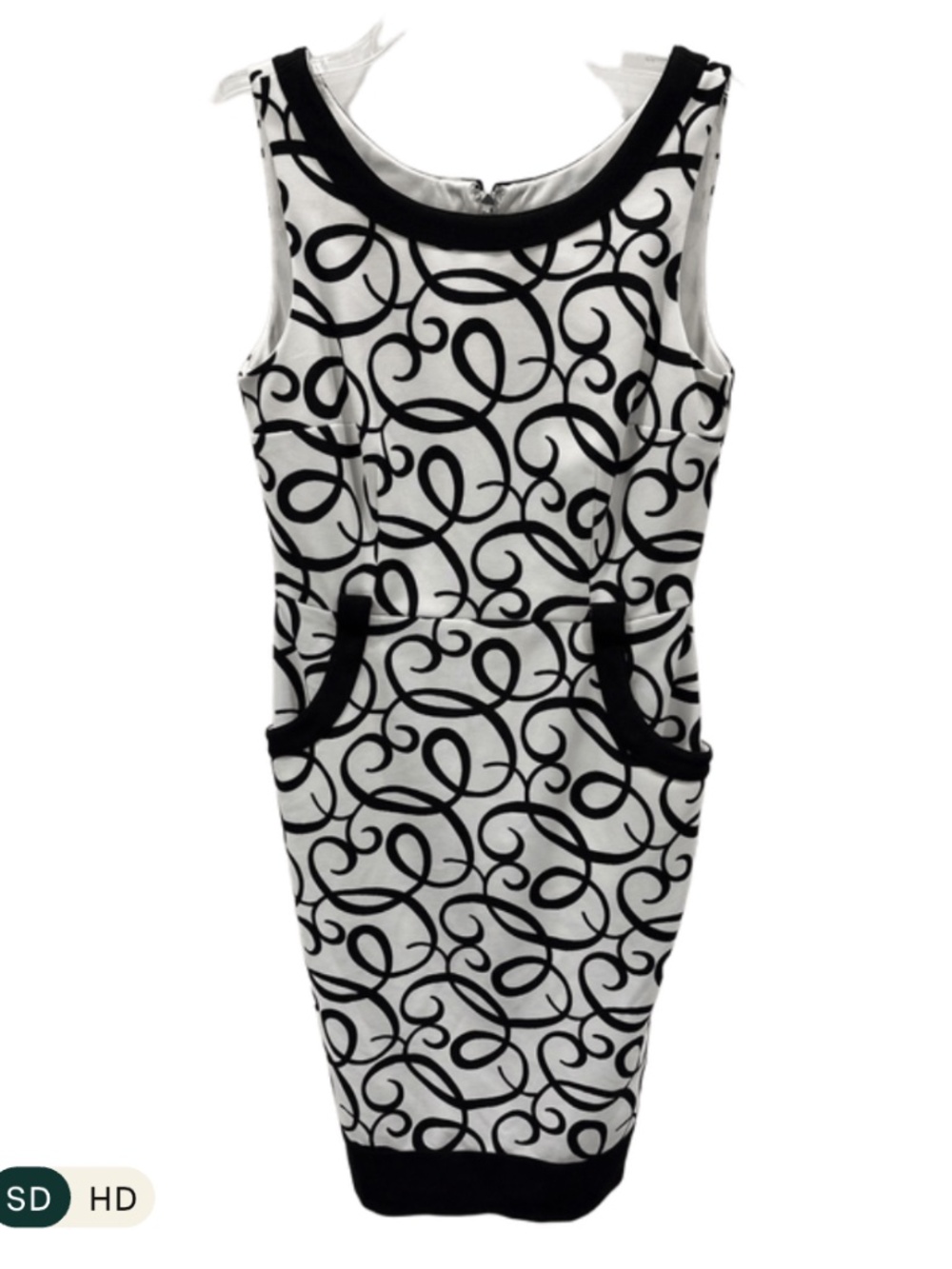 Black & White Sleeveless.Swirl Print Sheath Dress LONDON TIMES ·WOMEN'S · SIZE 8